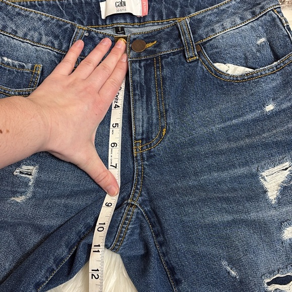 Cabi Distressed 100% BF Boyfriend Jeans Cropped Size 2 100% Cotton - Picture 6 of 14